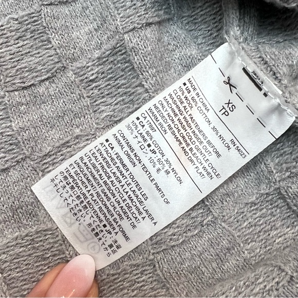 Banana Republic Grey Basket Weave Cotton/Wool Blend Long Sweater Cardigan XS - Picture 7 of 11